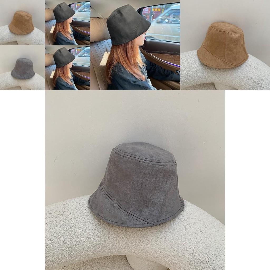Chapeau Seau Tendance Aspect Daim Pour Femmes À Large Bord Respirant Protection Solaire