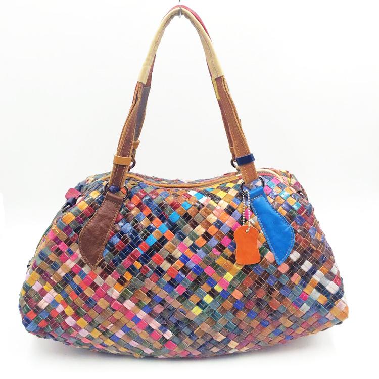 

Ретро женские сумки, сумки из цветной кожи, сотканные вручную, сумки-мессенджеры, женские сумки