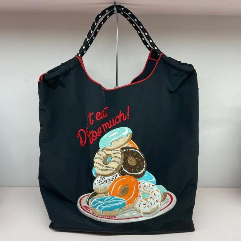 

Японская вышитая сумка для покупок, сумка-тоут, сумка из ткани Оксфорд, вышитая нейлоновая водонепроницаемая сумка для покупок, портативная сумка через плечо