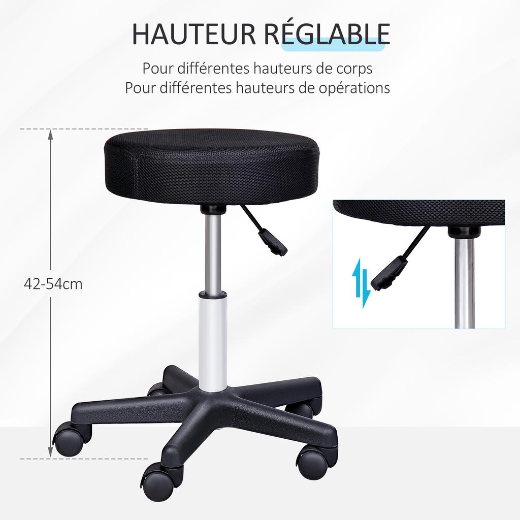 Adjustable Height Swivel Massage Stool With Wheels And Three Colors Of Protective Cover