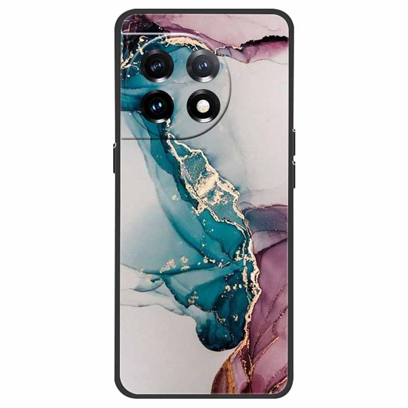 For OnePlus 11 5G Case One Plus 11R Flower Marble Black Bumper Soft TPU Silicone Cover for OnePlus 11 / 11R 5G Phone Cases Capas