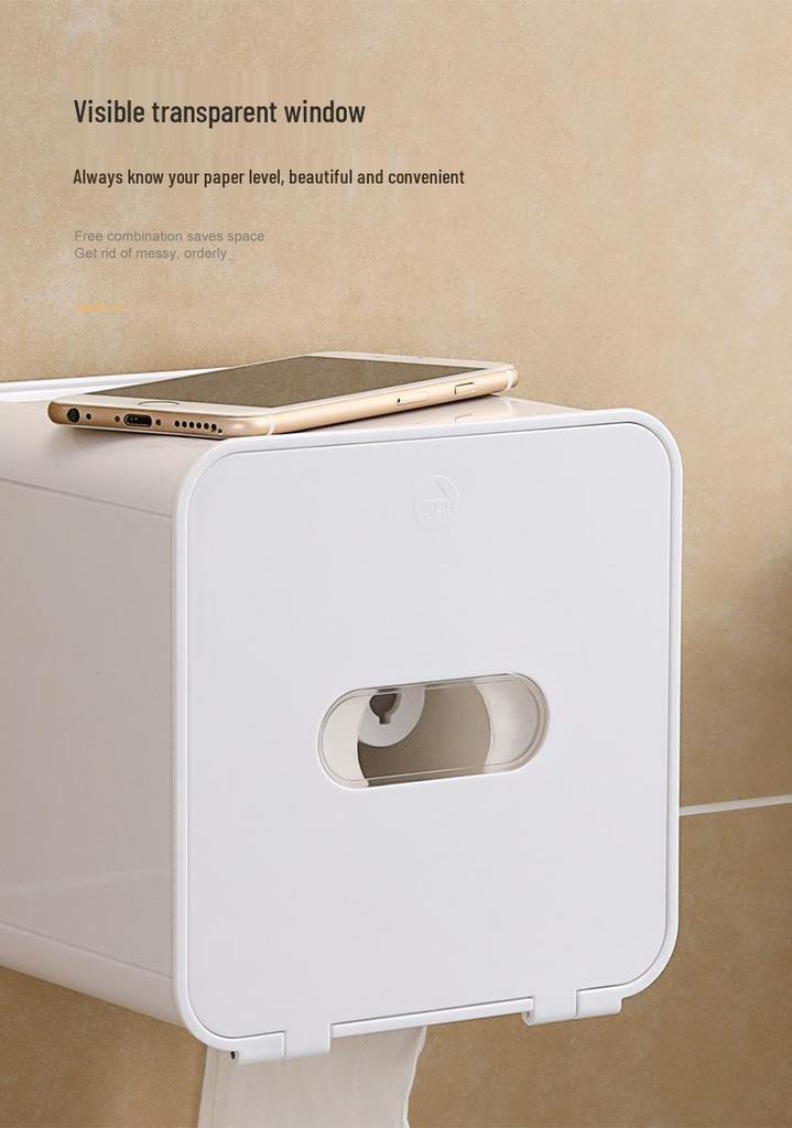 Waterproof No-Punch Toilet Paper Storage Rack and Towel Holder
