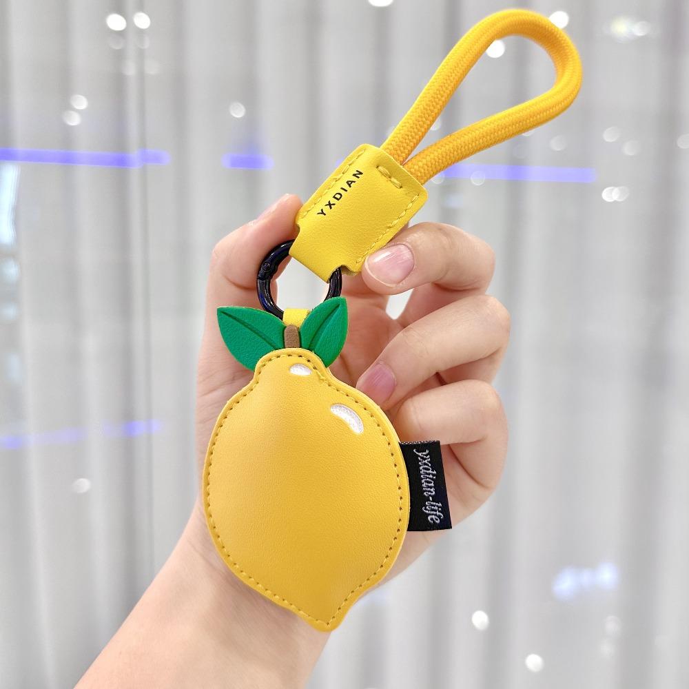 Peach Cherry Keychain Cartoon Car Keyring Creative PU Leather Bag Pendant  Students