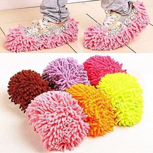 1 Pair Mop Slippers Shoes Brushing Foot Socks Floor Cleaner Bathroom Office Kitchen Supplies Random Color Deft Design