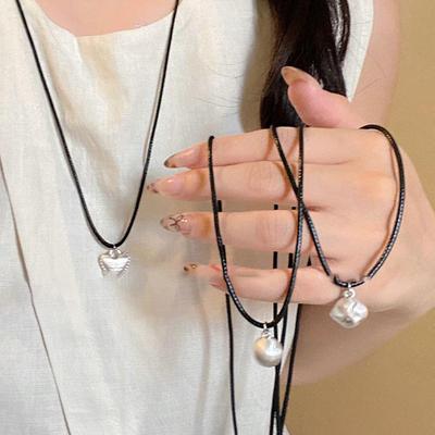 Wax Rope Round Ball Pendant Necklace Ins Style Simple Collarbone Chain Versatile Temperament High-end Jewelry Women