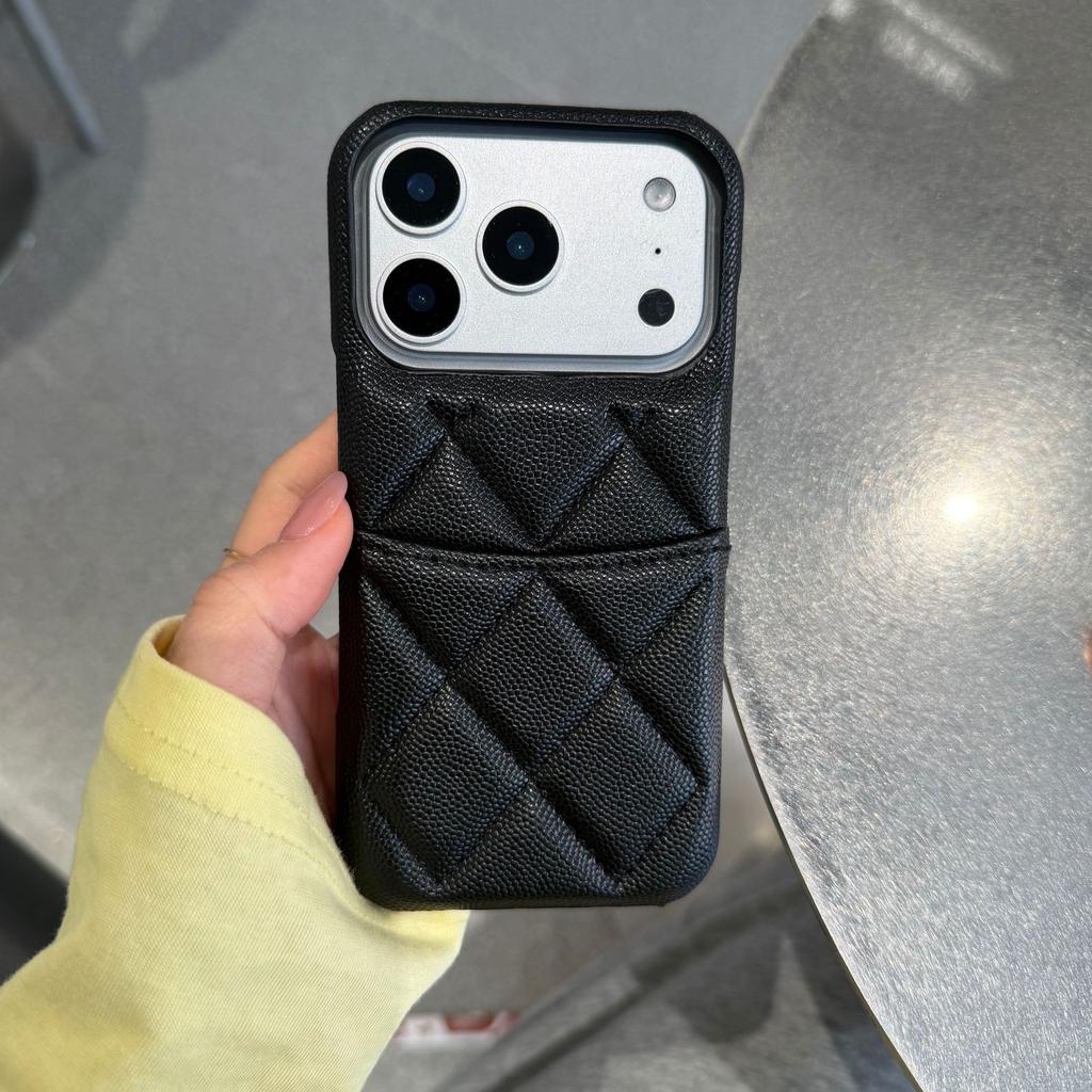Xiaoxiangfeng rhombus card leather pattern is suitable for Apple 17Promax mobile phone case iPhone16 solid color 15/14/13