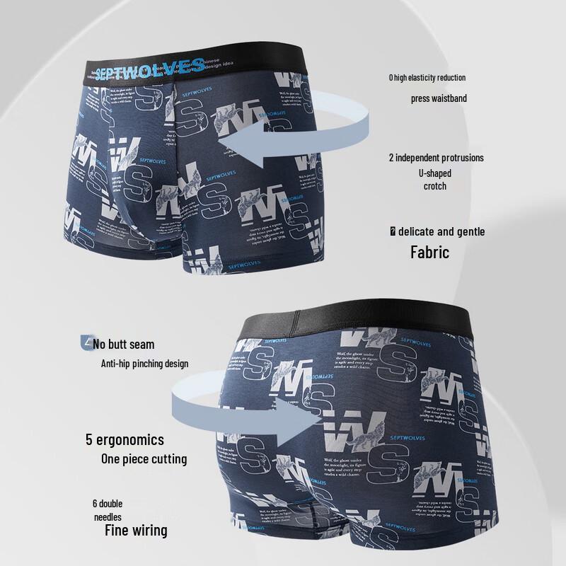 Septwolves Men's 7A Antibacterial Modal Boxer Briefs