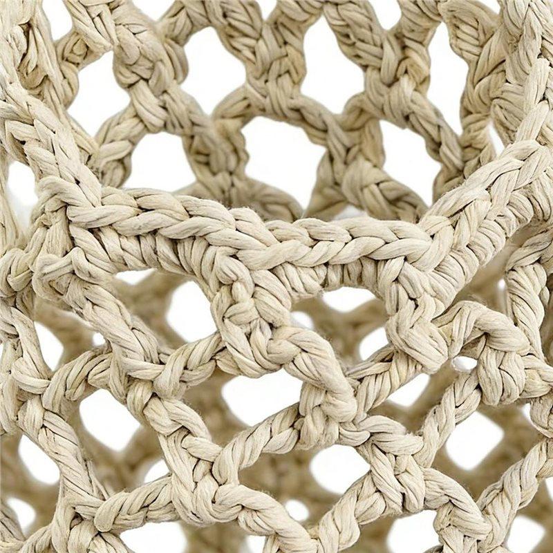 A03F-Handmade Cotton Macrame Plant Hanger Cotton Rope Woven Hanging Basket With Net Pouch Boho Macrame Plant Hanger