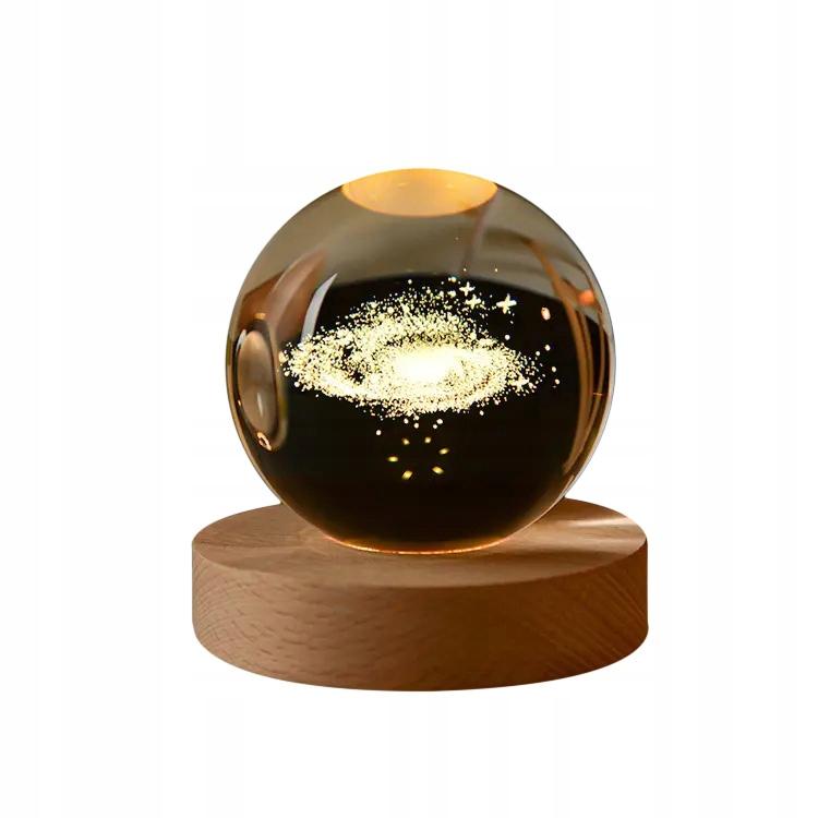 Glass Ball Night Lamp 6Cm Usb Powered For Children's Room Galaxy