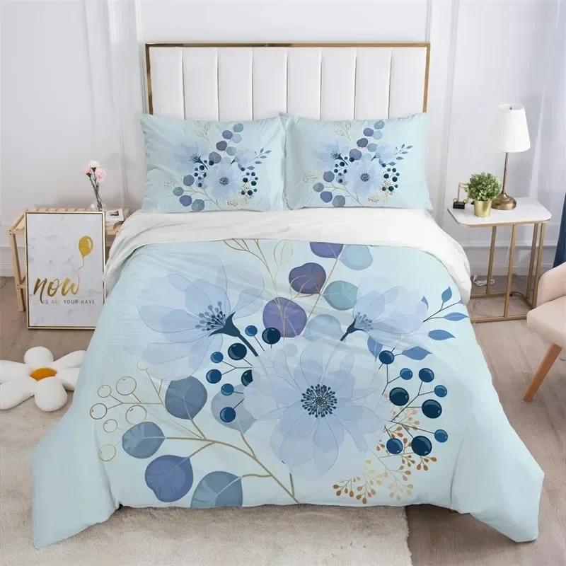 Rustic Flower White Bedding Set Microfiber Tree Leaves Floral Duvet Cover Set 3D Print Quilt Cover With Pillowcases Room Decor
