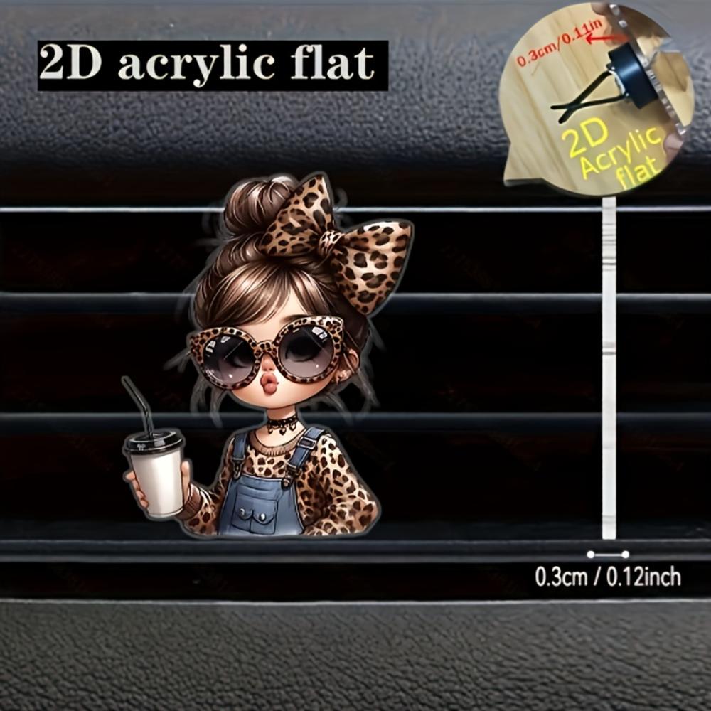 2D Flat Fashion Girl Car Vent Clip Decorative Diffuser (fragrance Not Included), Car Interior Decoration, Aromatherapy Clip, Ideal for Holiday Gifts