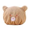 2pc Cartoon Bear Children's Dry Hair Cap Soft Absorbent Girls' Coral Fleece Shower Cap Elastic Band Dry Hair Towel Baby Care