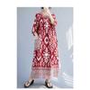 Summer New Temperament V-neck Mid-length Dress Retro Printing Loose Dresses