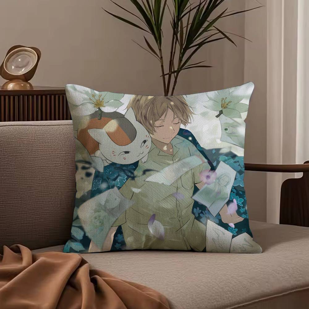 N-NatSUme's Bo-ok of Friends Anime Pillow Case Anti-dustmite Pillowcase Invisible zipper silky short plush Sofa cushion cover