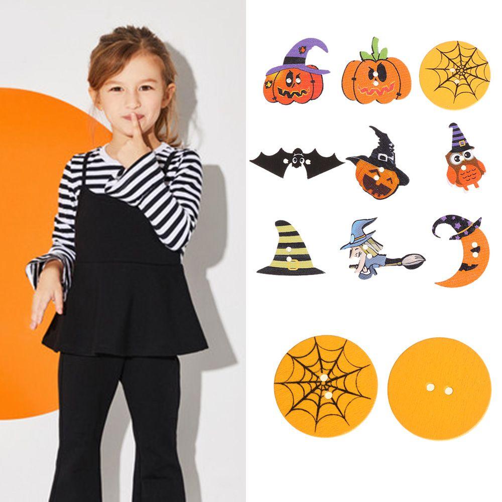 

New Decoration Cloth Sewing Halloween Wood Buttons Scrapbooking