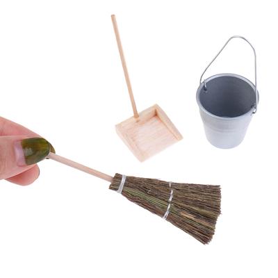 3 buc/set 1:12 Miniatură Casă de Păpuși Mătură Găleată Lopată Gunoi Accesorii Păpuși