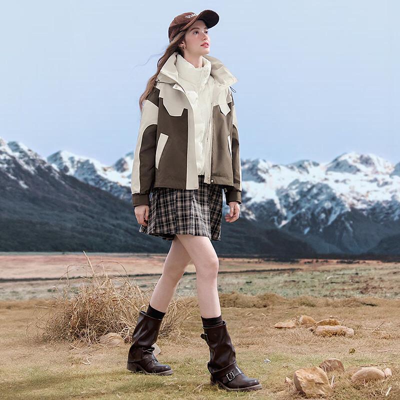 Betu Women's 2025 Autumn Hooded 85% Down Jacket Two-Piece Set