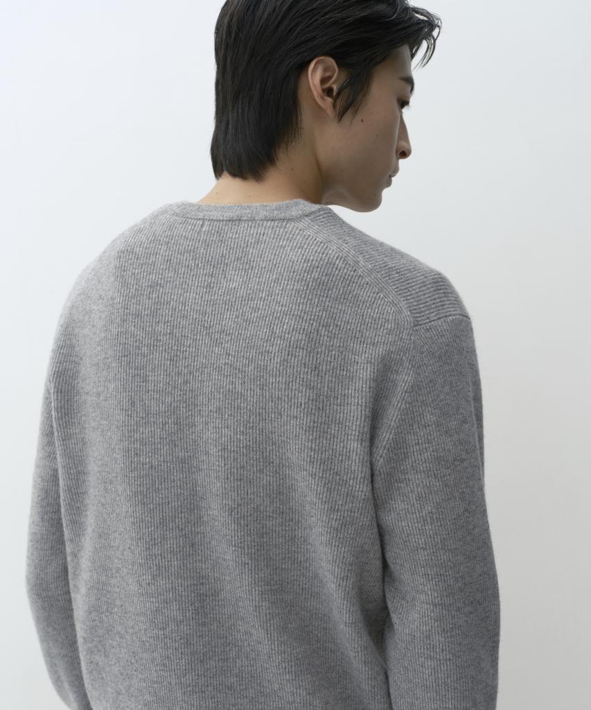 MUSINSA STANDARD [Victoria Wool] Minimal Ribbed Crop Knit [Melange Light Grey]