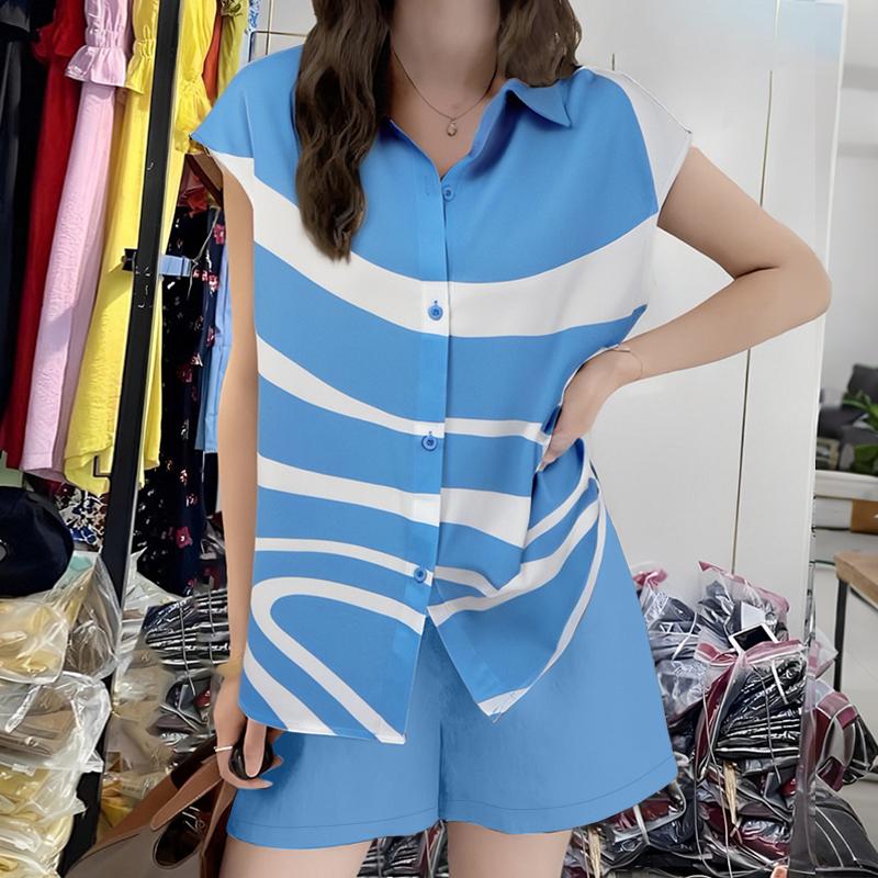 

ZANZEA Женский костюм из рубашки с принтом и шорт, летний комплект-двойка 5XL