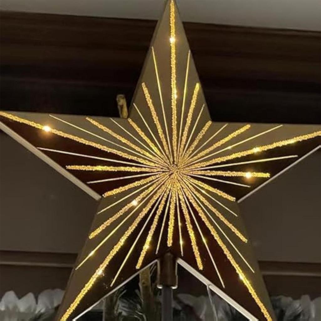Christmas Tree Topper Christmas Decorations Star Topper with LED Light Battery Operated Holiday Decor for Shop Festival Wedding