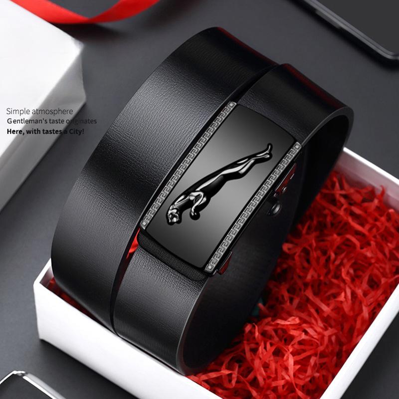 Herrengürtel Echtes Leder Automatikschließe Innen Vielseitig Lässig Schlicht Rindsleder Gürtel Herren Jugend Praktische Hose