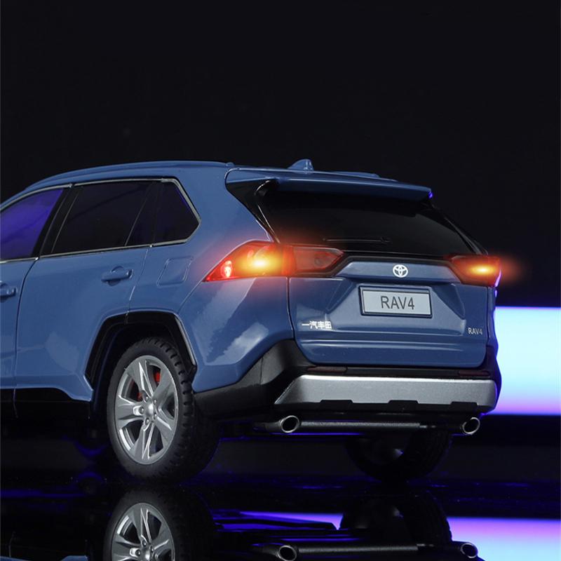 1/24 Toyotas RAV4 SUV Alloy Car Model Diecast Metal Toy Off-road Vehicles Car Model Simulation Sound and Light Children Toy Gift