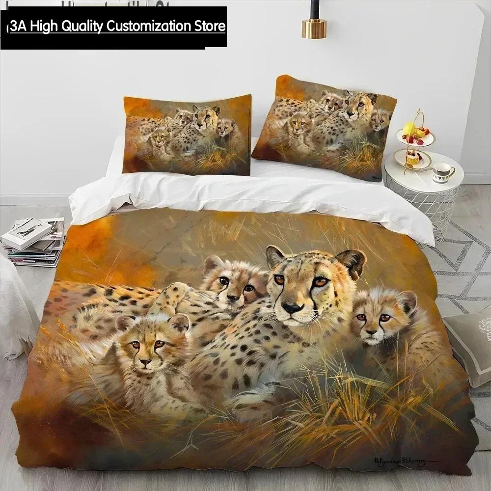 3D Print Tiger Leopard Wolf Animal Luxury Comforter Bedding SetDuvet Cover Bed Quilt Cover Pillowcase Queen Size Bedding Set