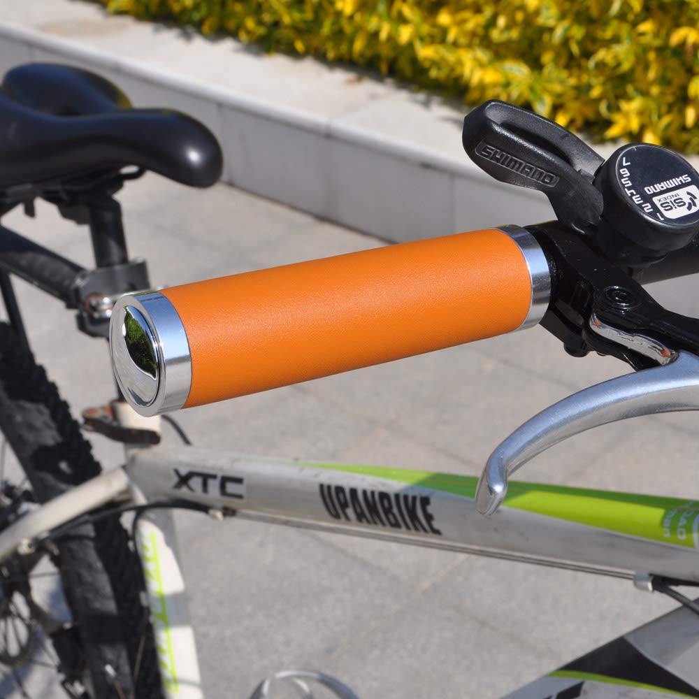 UPANBIKE Bike Grip 7/8" Leather Grip Double Lock Grip for
