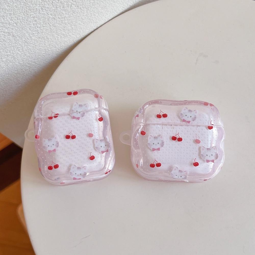 Girl wind cherry kitten for apple AirPods pro3 pro1 generation 2 generation protective case appleAirPods 4 1/2/3 generation bluetooth headset case