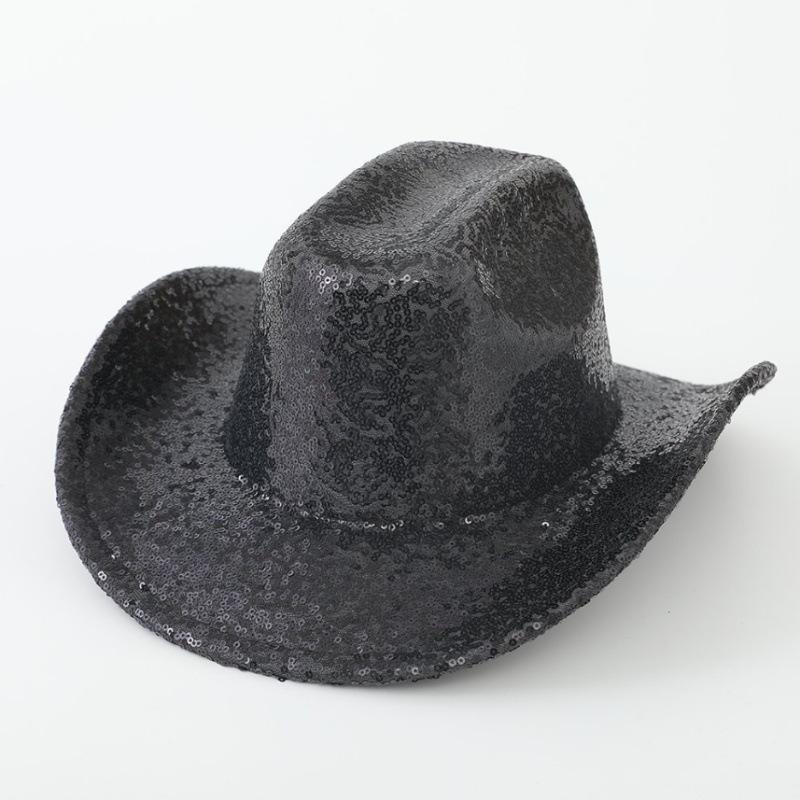 New sequined woolen hat jazz hat European and American stage performance hat colorful top hat western cowboy hat