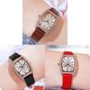 Vintage Wine Barrel Shape Ladies Watch With Crystals And Leather Strap For Casual Wear