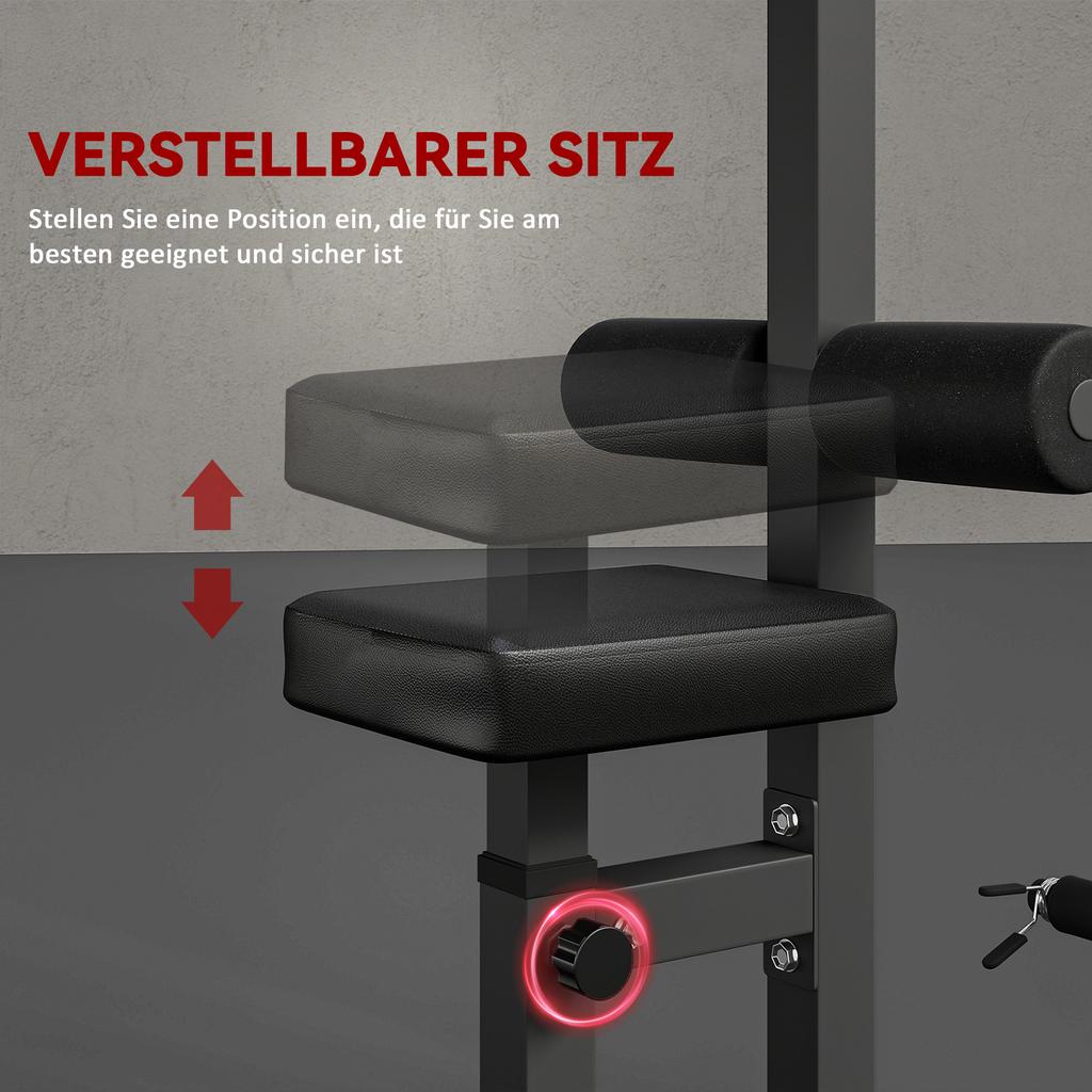 Exercise Pulley Machine Power Tower with Adjustable Seat Cable Positions