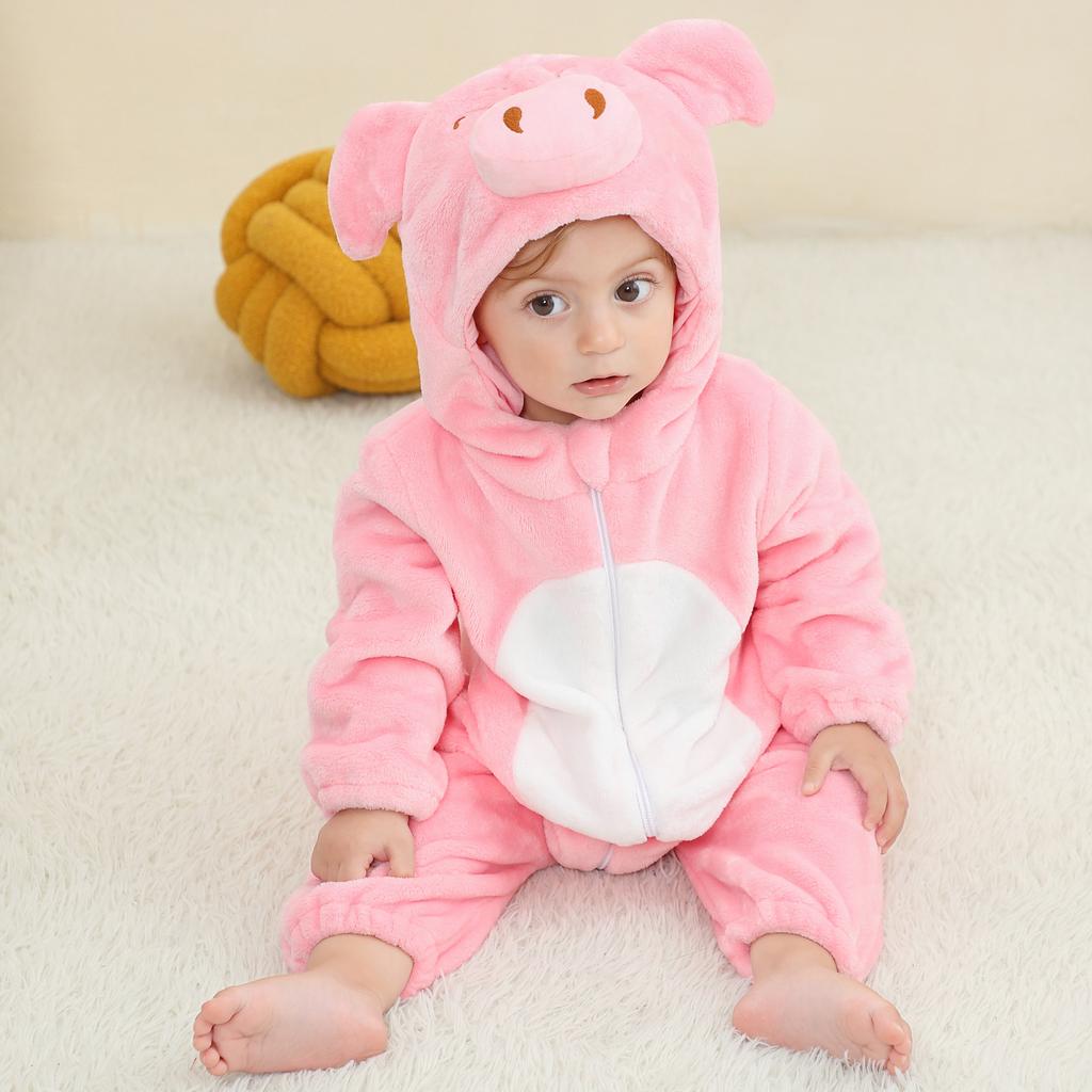 Baby Boys Girls Flannel Animal Onesie Cozy Hooded Jumpsuit Autumn Winter Sleepwear and Loungewear