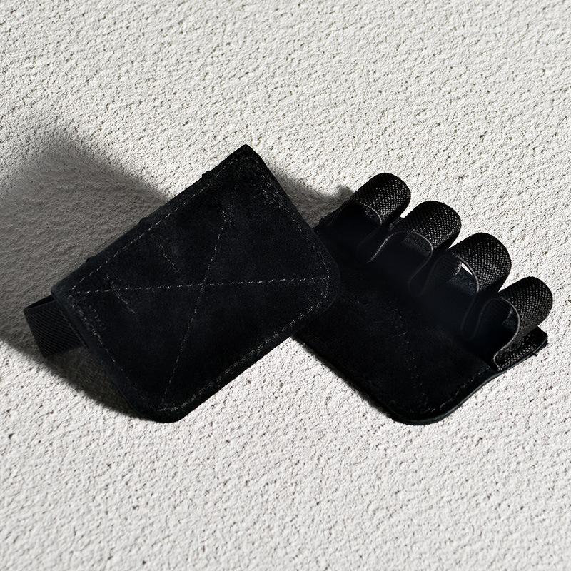 Leather Weight Lifting Gloves Palm Protection Grip Pull Up Workout Fitness Training Protector Black-2