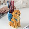Hand Painted Dog Stationery Holder Golden Puppy Backpack Pen Holder, Cute Animal Storage Ornament, Resin Desktop Organizer, for Office And Study Craft
