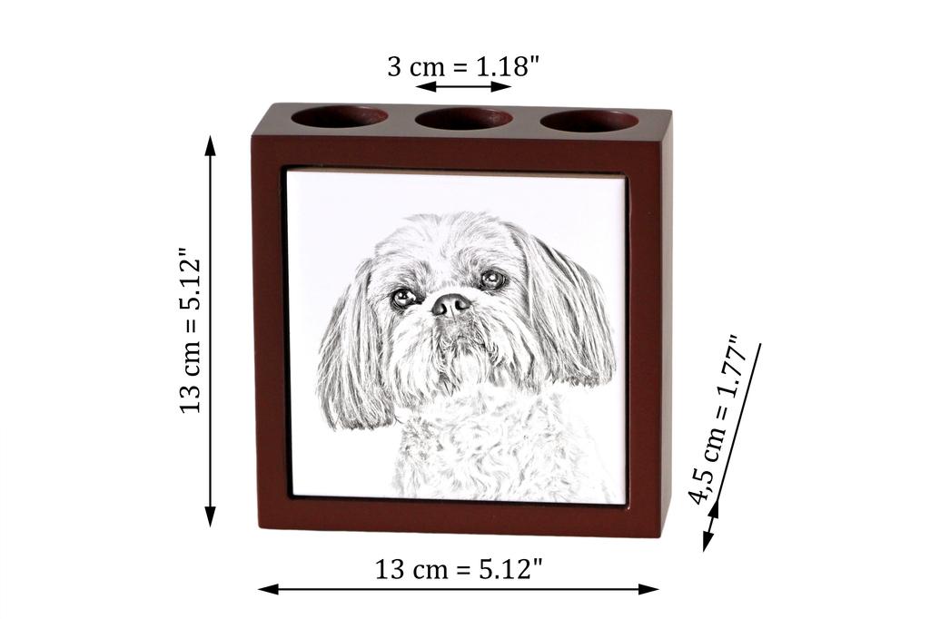 Shih Tzu, Chrysanthemum Dog – Pen holder with a dog, desk organizer with a print | Art-Dog