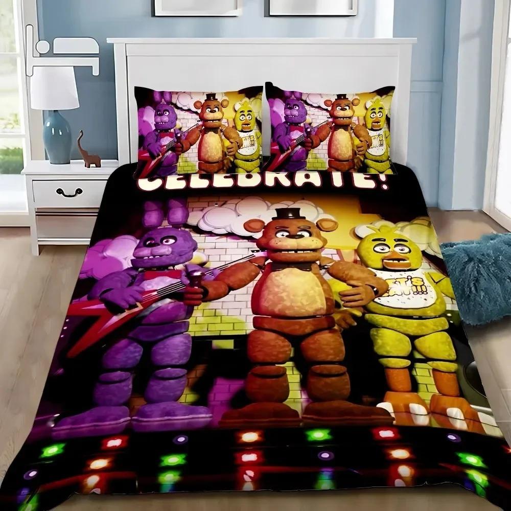 3D Print Freddy Wallpaper FNAF Bedding Set Five Nights Duvet Cover Set With Pillowcase 2/3pcs Comforter Cover Bedroom Decor