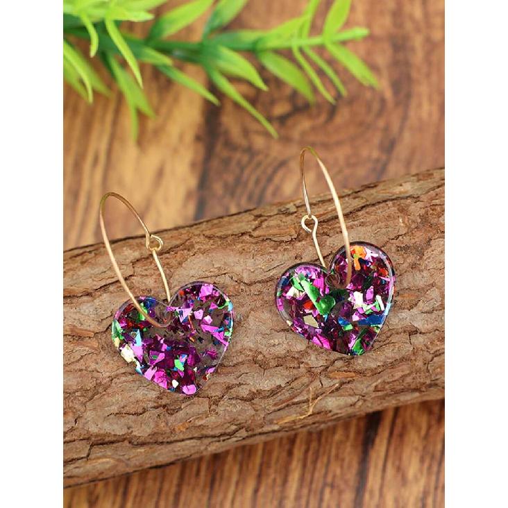 1 Pair New Valentine's Heart-Shaped Acrylic Earrings, Candy Color Heart Pendant Earrings, Valentine's Gift Valentines