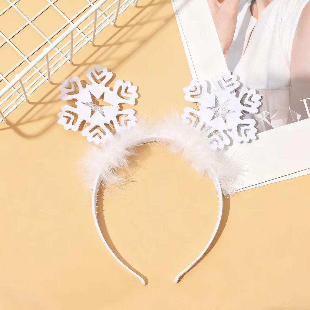 White Snowflake Christmas Headband for Women – Festive Hair Clip and Holiday Decoration Gift