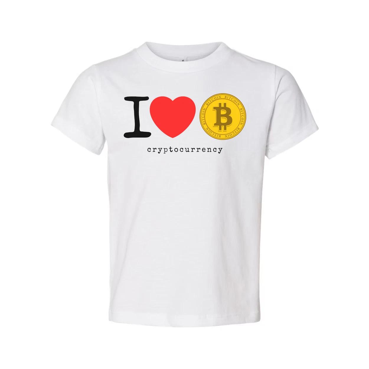 

Unisex Cryptocurrency T Shirt With Bitcoin Emblem And I Love Bitcoin Design For M