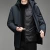 New Style of Middle-aged and Elderly Down Jacket for Men's Mid-length Thickened Daddy Jacket Large Size Can Be Removed Inner Liner Winter Clothing