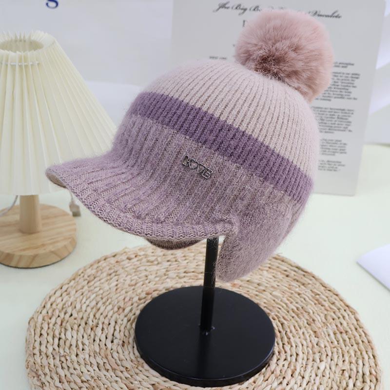 Hat Women's Autumn and Winter Wool Hat Fleece Thickened Ear Protection Cold Protection Fashion Knitted Warm Korean Version Versatile Tide Cap