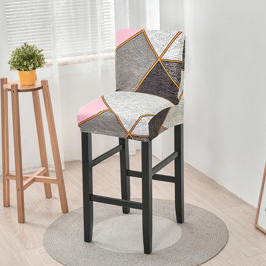 Printed Milk Silk Bar Stool High Chair Cover Elastic Bar Stool Cover Bar Table Hotel Club Low Backrest Cover