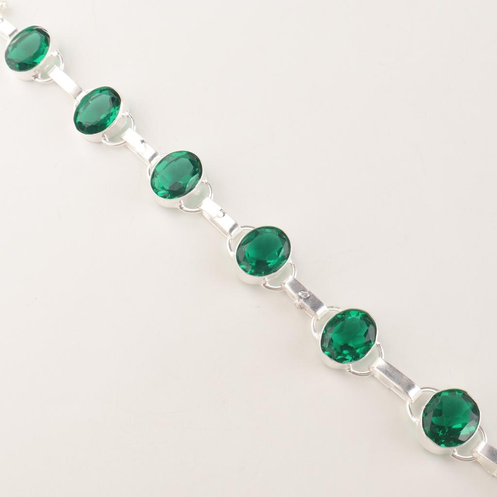 Chromdiopsid Edelstein 925 Sterlingsilber Schmuck Kette Armband 9" Für Damen RB-6-1