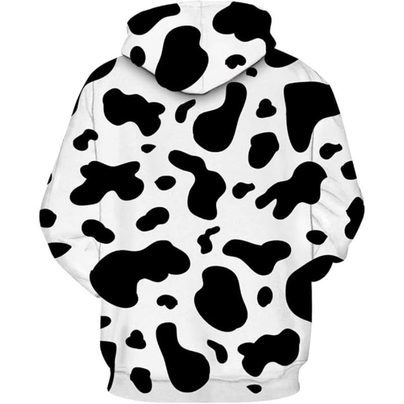 Unisex Novelty Hooded Sweatshirt 3D Cow Print Fun Hooded Sweatshirt Pullover for Spring and Autumn Men's Clothing