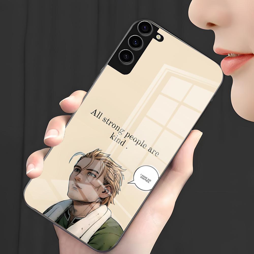 Black Vinland Saga Phone Case For Samsung S26 S25 Plus S20 S20 Plus S22 Ultra S23 FE S21 Plus S21 Ultra Glass Cover