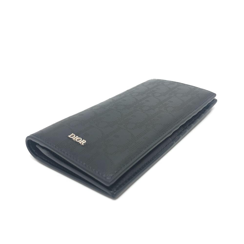 Dior Punching of League Bifold Long Wallet Leather Black/SilverHardware