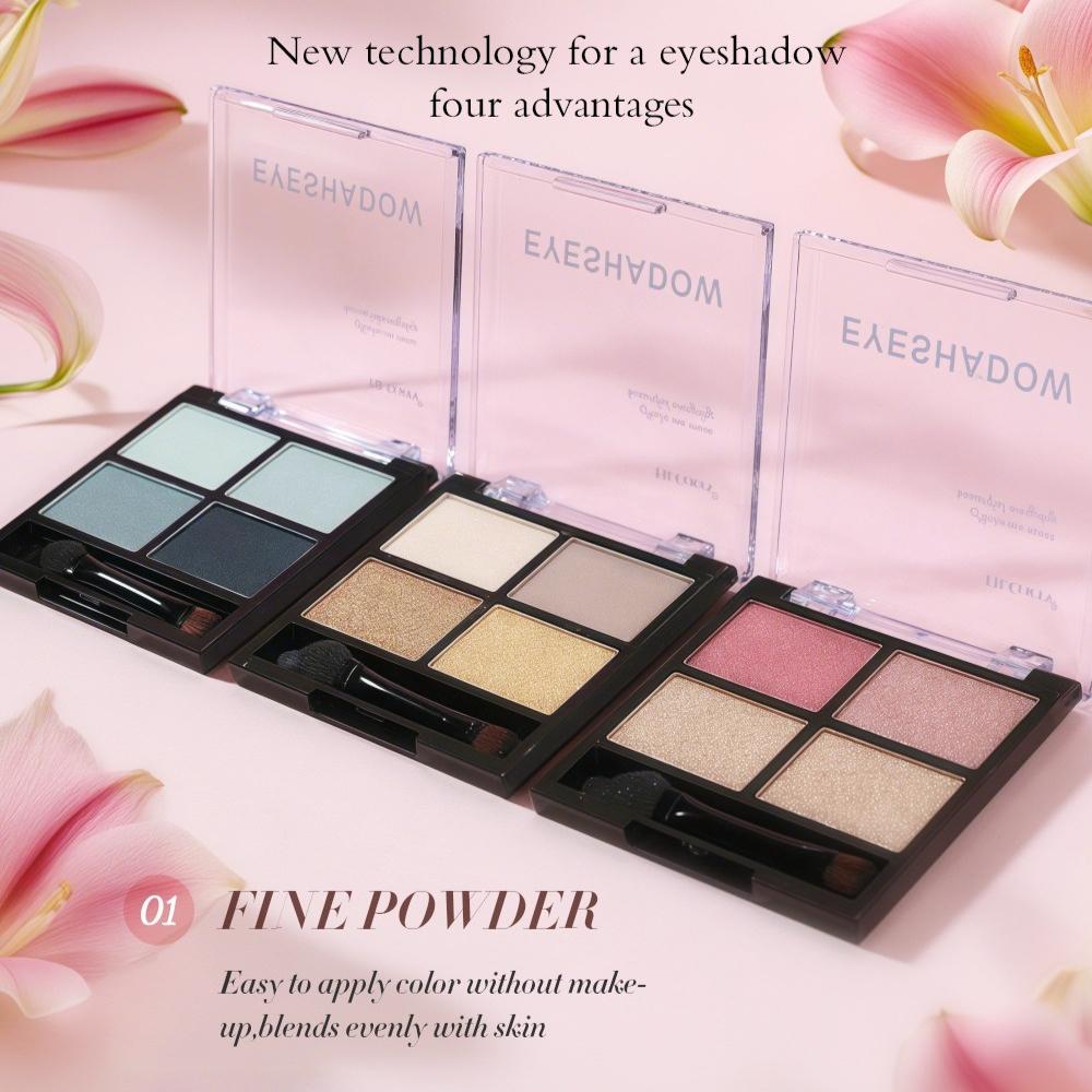 3pcs 4-Color Eyeshadow Palette Set Shimmer Matte Earthy Neutral Eye Shadow Compact Waterproof Long Lasting Eye Makeup Cosmetics