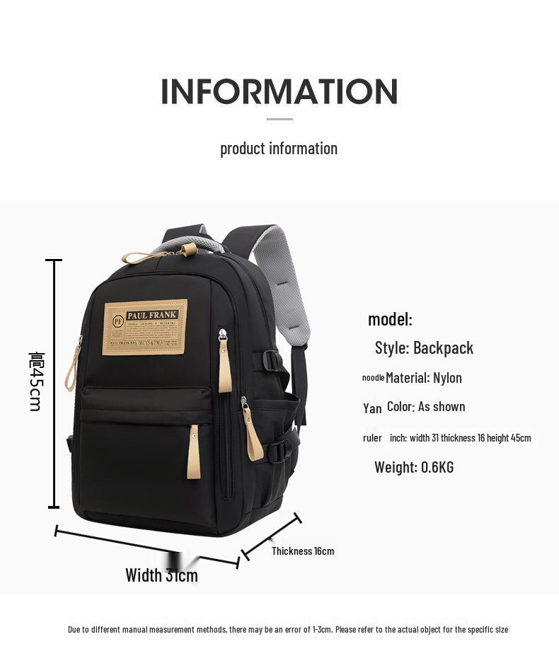 Trend Nylon Backpack for High School Students - Large Capacity Unisex Campus Bag, One Piece Design