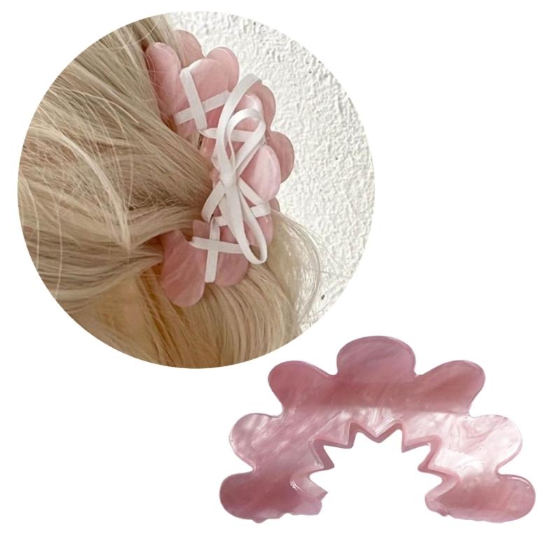Sweet Acrylic Hair Claw for Long Hair Barrette Crab Flower Hair Clips Headwear